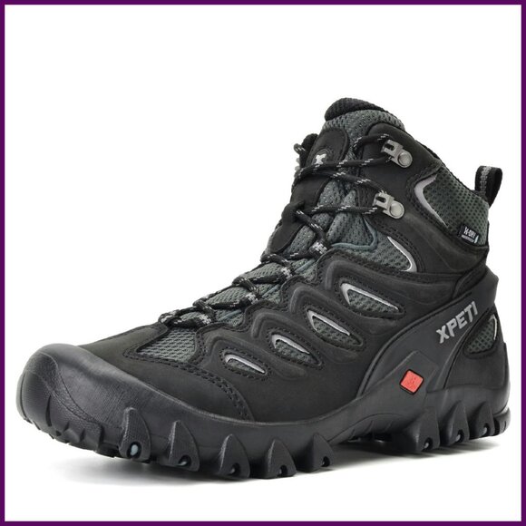 Men's Waterproof Hiking Boots Mid Ankle Aggressive Grip Outdoor